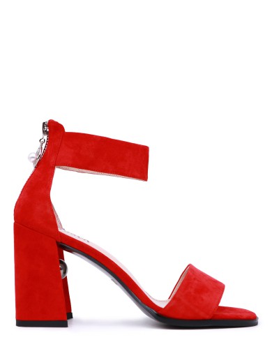Красные замшевые летние босоножки