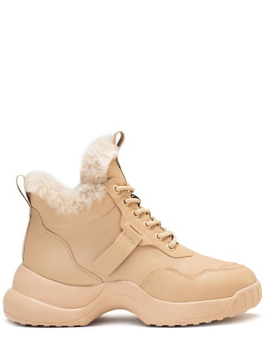 Бежеві шкіряні черевики жіночі шкіряні