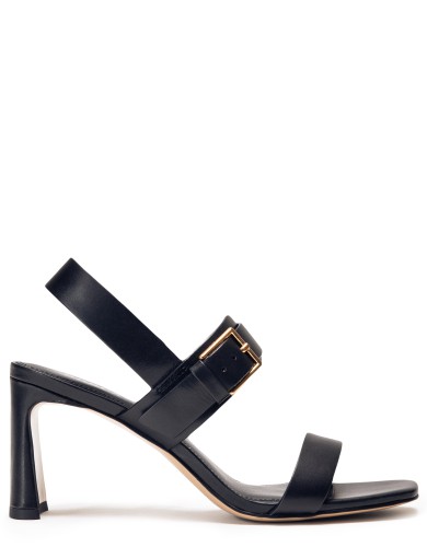 Черные кожаные летние босоножки