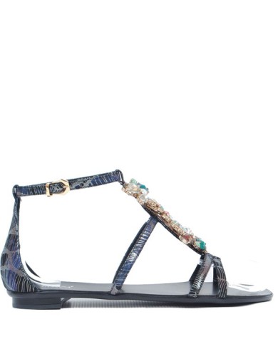 Синие кожаные летние сандалии