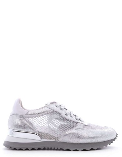 Срібні  шкіряні  літні  кросівки 