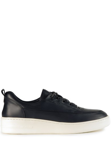 Черные кожаные демисезонные кеды