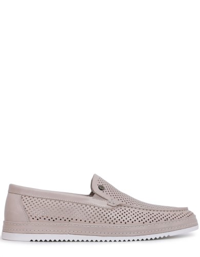 Бежеві шкіряні літні мокасини