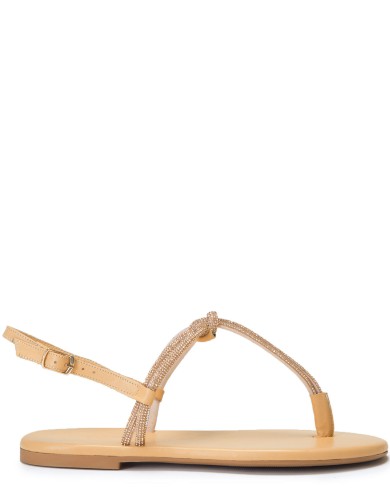 Золотые кожаные сандалии