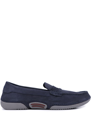 Синие нубуковые демисезонные мокасины