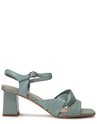 Голубые кожаные летние босоножки