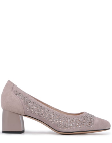 Бежевi замшеві  літні  туфлі на підборі