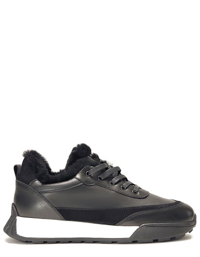 Чорні  лакові  зимові кросівки 