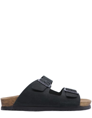 Чорні нубукові шльопанці