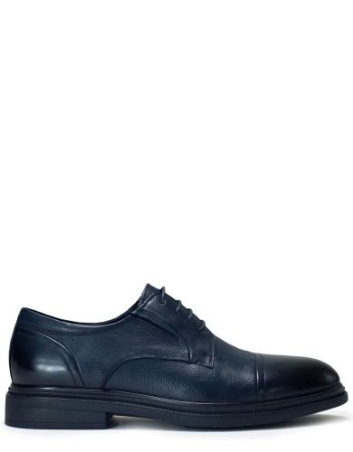 Синие кожаные демисезонные туфли