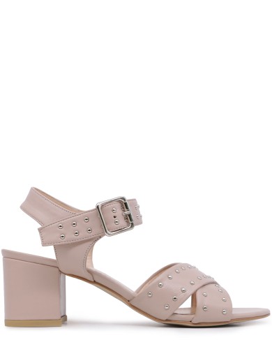 Бежевые кожаные летние босоножки