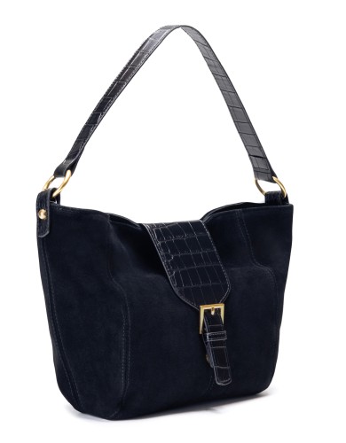 Черная кожаная средняя женская сумка