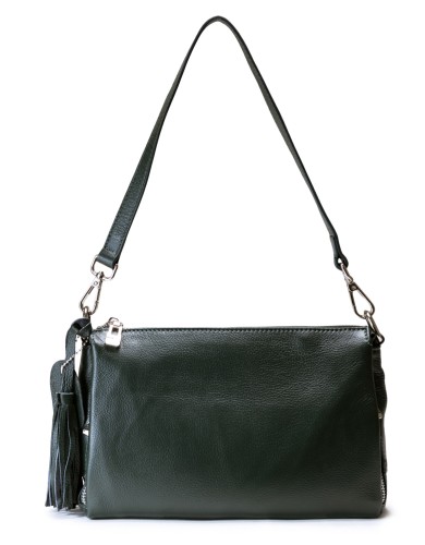 Зеленая кожаная маленькая женская сумка