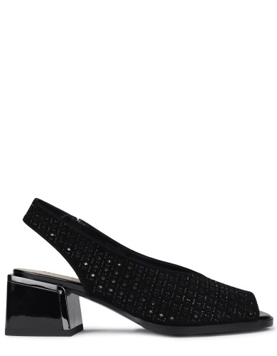 Черные замшевые летние босоножки