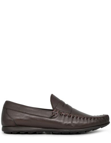 Коричневые кожаные демисезонные мокасины