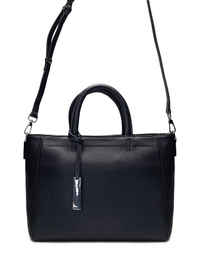 Черная кожаная средняя женская сумка