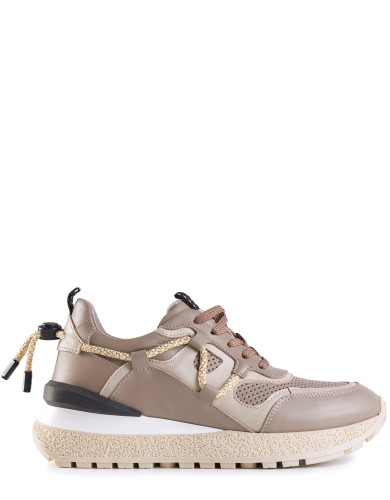 Бежевi шкіряні літні  кросівки 