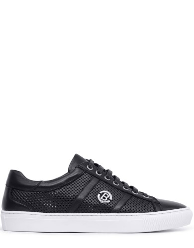 Чорні шкіряні літні кеди