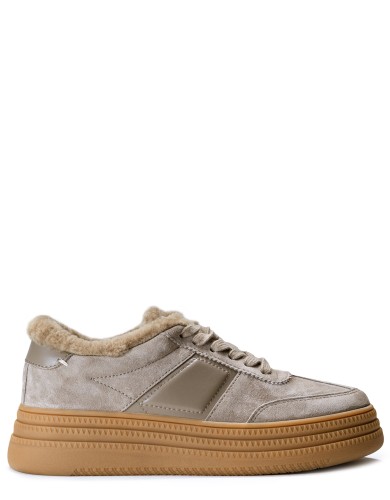 Бежевi шкіряні  зимові кеди