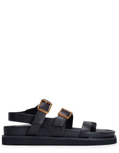 Черные кожаные летние сандалии