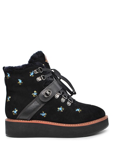 Черные замшевые зимняя ботинки 