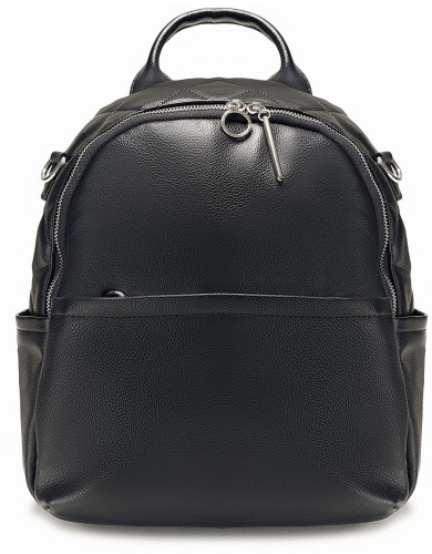 Черный кожаный «эко» рюкзак