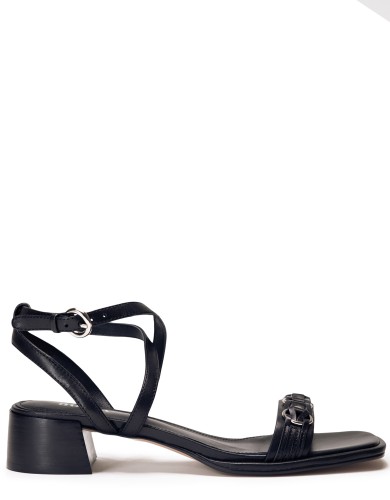 Черные кожаные летние босоножки