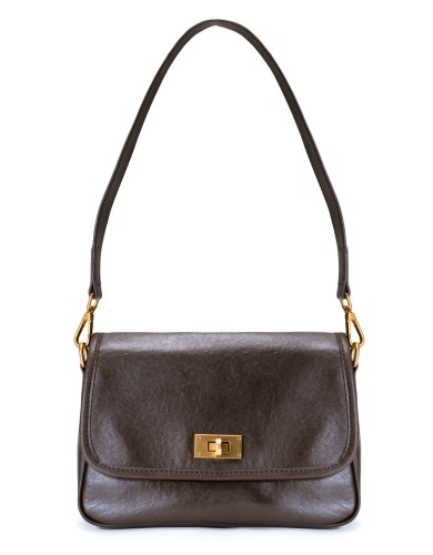 Коричневая кожаная маленькая женская сумка