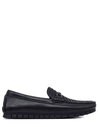 Чорні шкіряні демісезонні мокасини