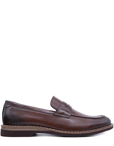 Коричневые кожаные демисезонные лоферы