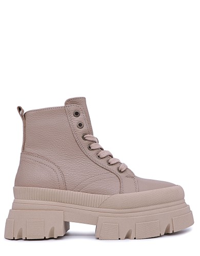 Бежевые кожаные демисезонные ботинки