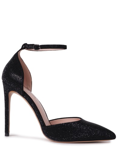 Чорні  шкіряні літні  туфлі на підборі