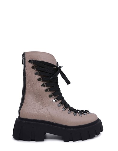 Бежевые кожаные демисезонные ботинки