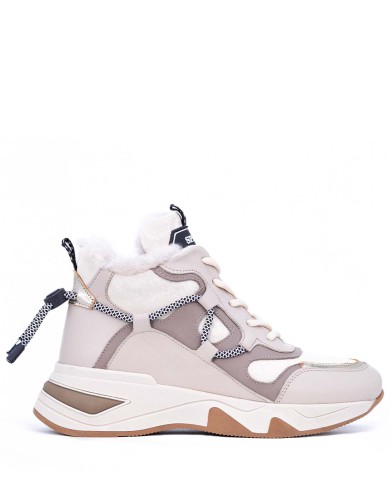 Бежеві шкіряні зимові кросівки