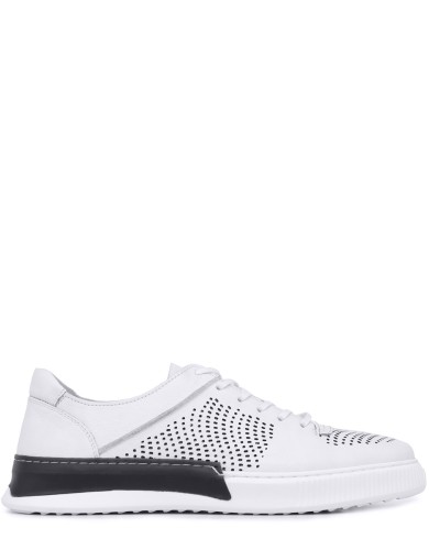 Белые кожаные демисезонные кеды