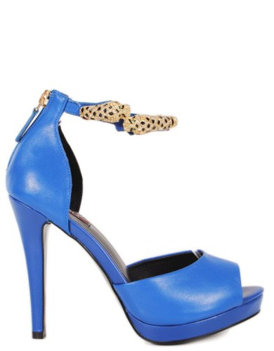 Сині шкіряні босоніжки