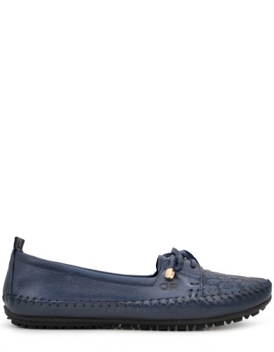 Сині шкіряні мокасини