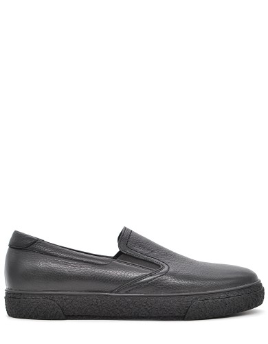 Черные кожаные зимние слипоны