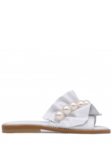 Білі шкіряні літні  шлопанці