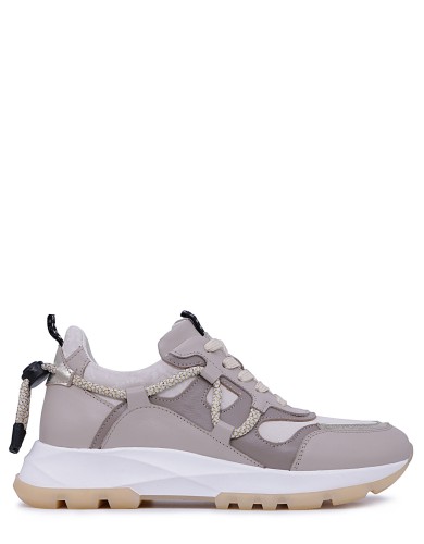 Бежевые кожаные демисезонные кроссовки 