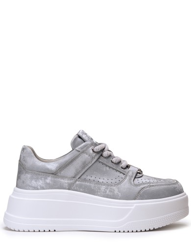 Срібні  шкіряні літні  кеди