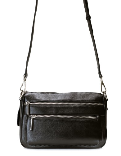 Черная кожаная средняя женская сумка