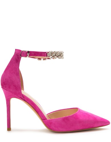 Розоовые замшевые летние туфли на каблуке