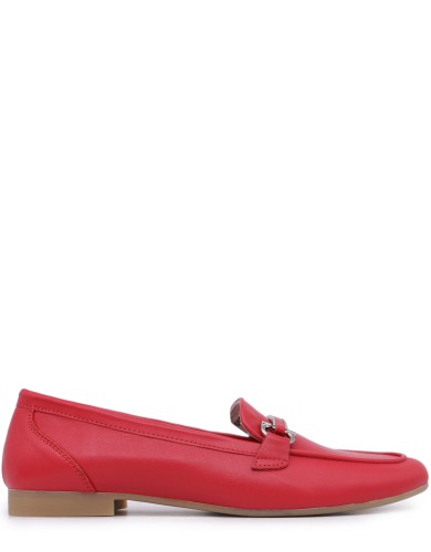 Красные кожаные демисезонные  лоферы