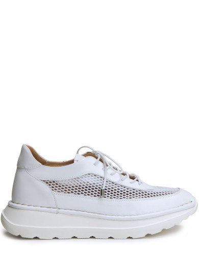 Білі шкіряні  літні  кросівки 