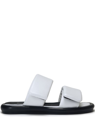 Белые кожаные летние шлепанцы