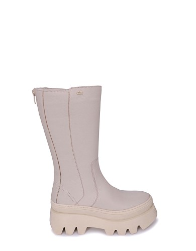 Бежевые кожаные демисезонные ботинки