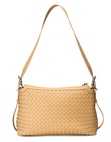 Желтая кожаная средняя женская сумка