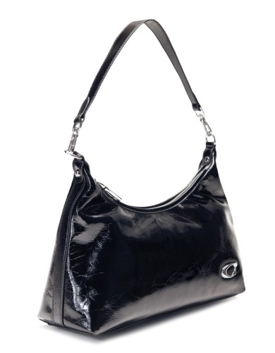 Чорна лакова середня жіноча сумка