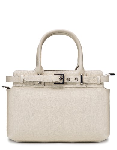 Бежевая кожаная средняя женская сумка